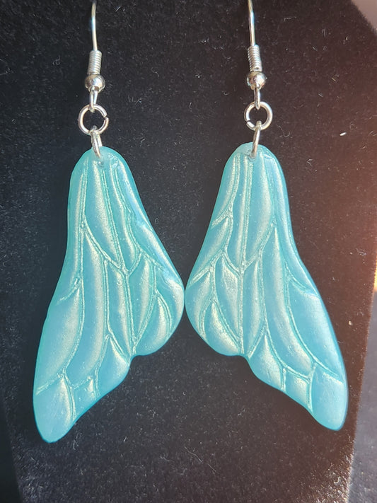 Teal Shimmer wing earrings