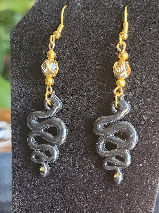 Black and Gold snake earrings